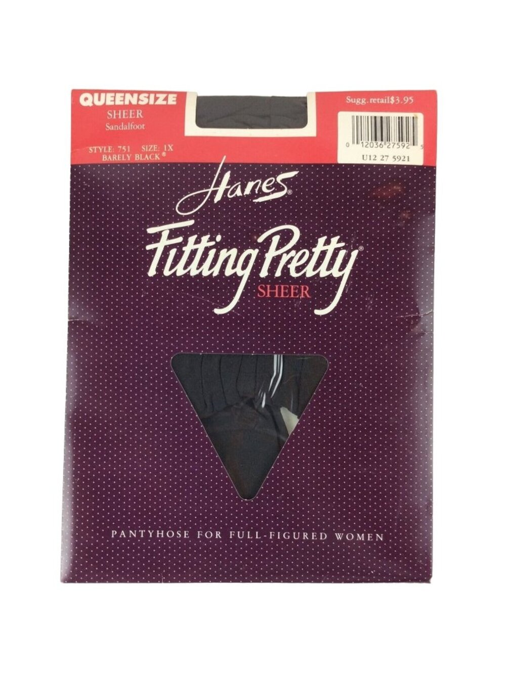 Hanes Fitting Pretty Pantyhose Sheer Queen Size 1X Sandalfoot Barely Black